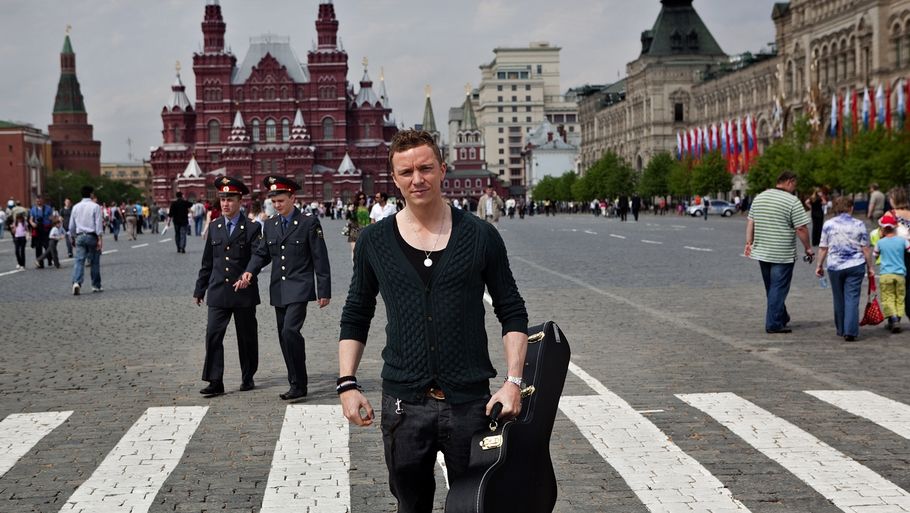 Det danske MGP-håb Niels Brinck på Den Røde Plads i Moskva. (Foto: Ole Frederiksen)