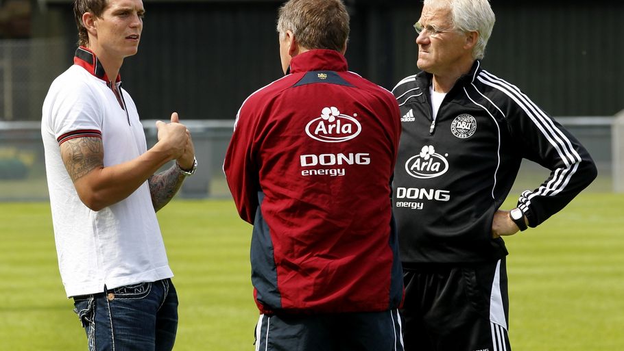 Diskuterer Olsen og Agger også, hvem der skal være landsholdets hovedsponsor fremover? (Arkivfoto: Lars Poulsen)