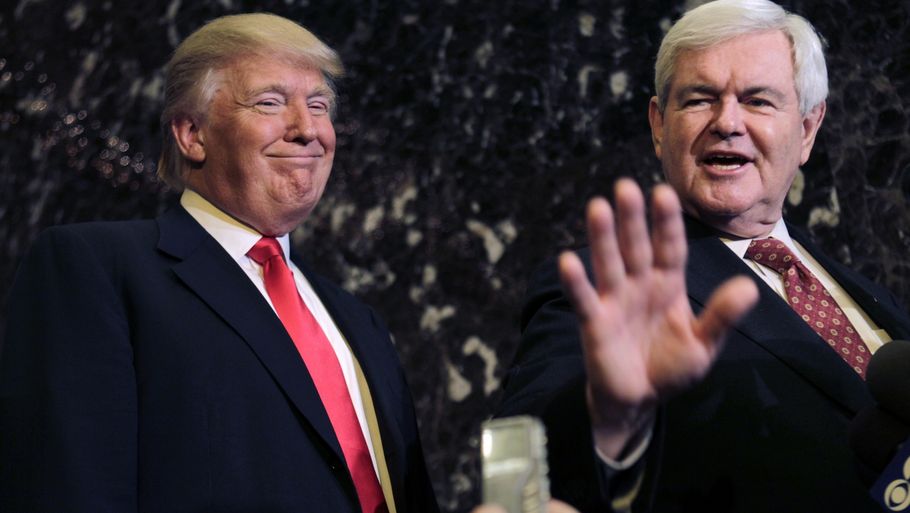 Newt Gingrich gæstede mandag byggekongen Donald Trump i New York. Trump har selv været på tale som republikansk præsidentkandidat. (Foto: AP)