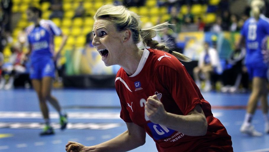 Mette Melgaard jubler efter en scoring mod Kroatien. (Foto: Lars Poulsen)