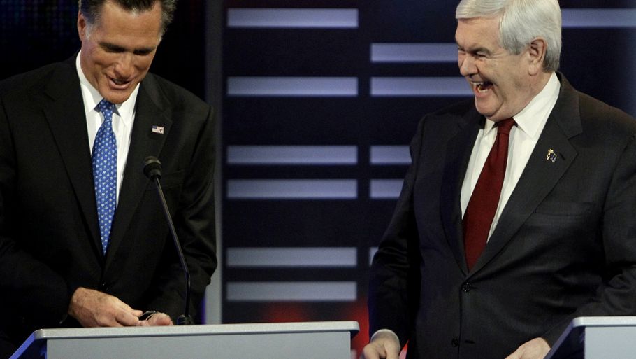 Det republikanske primærvalg tegner til at blive en dyst mellem den tidligere kongresmand, Newt Gingrich (th), og den tidligere guvernør, Mitt Romney. (Foto: AP)