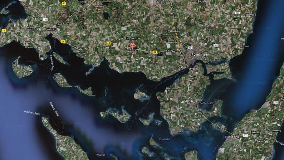 Soloulykken skete ved Vester Skerninge tæt på Svendborg. (Foto: Googlemaps)