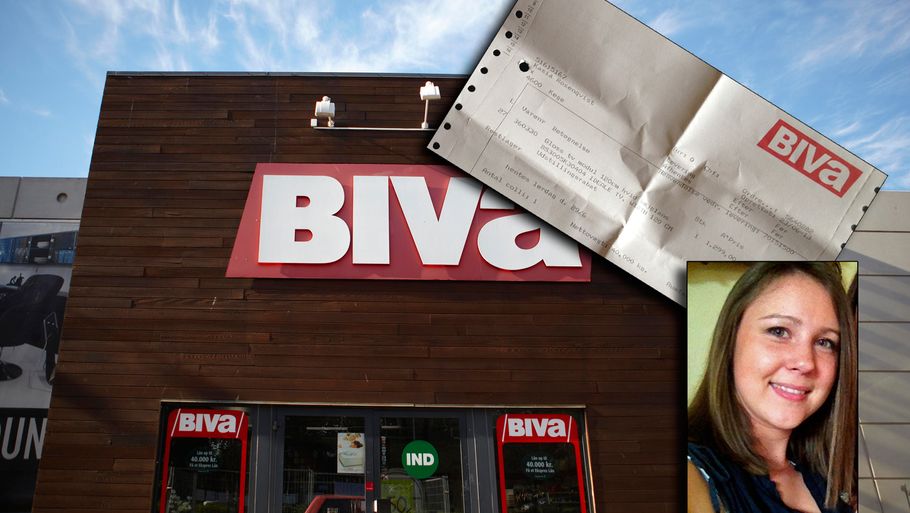 Kasia Rosenqvist føler sig snydt af konkursramte Biva. Her er hendes kvittering for det tv-bord, som hun må skyde en hvid pind efter. (Foto: Privatfoto/Søren Sielemann/Kim Vangkilde)