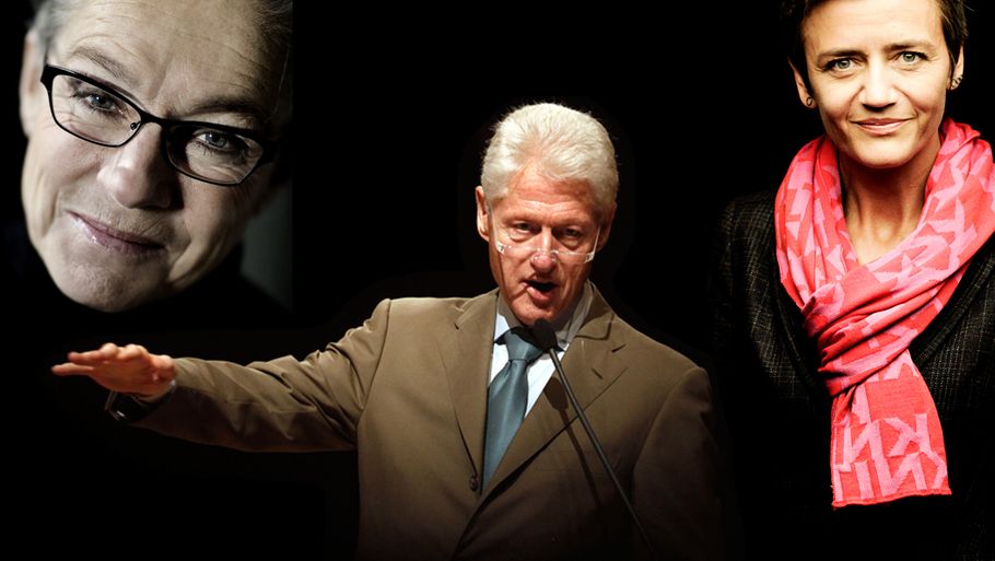 Ritt Bjerregaard, Bill Clinton og Margrethe Vestager er med i den magtfulde klub, der holder sig fra offentlighedens søgelys. (Polfoto/AP/Polfoto)