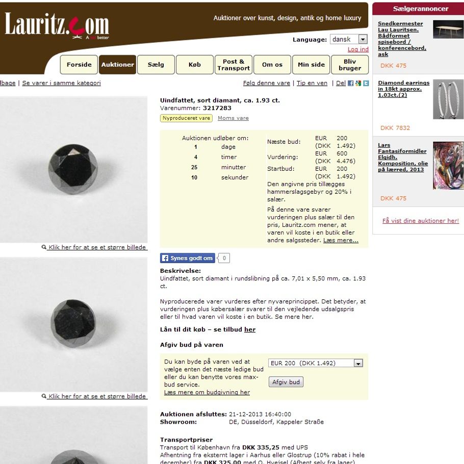 Diamanter forsvandt hos Lauritz