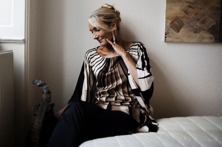 Helene Danneskiold-Samsøe i sin lejlighed. Foto: Lærke Posselt/POLFOTO