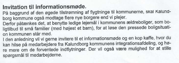 I går var der møde på ældrecentrene Åvangen i Svebølle og Vesterlunden i Snertinge om de flygtninge, der kommer til Kalundborg Kommune.