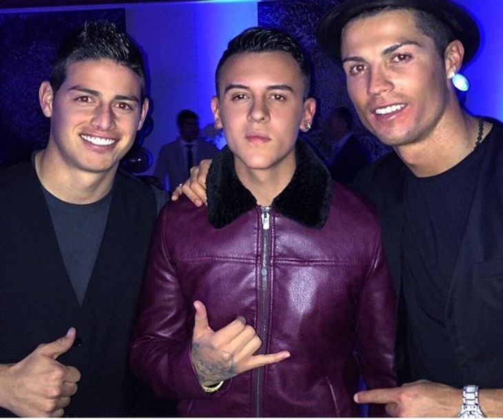 James Rodriguez, Kevin Roland og Cristiano Ronaldo til Real Madrid-stjernens fødselsdag. (Instagram @kevinrolandkr)