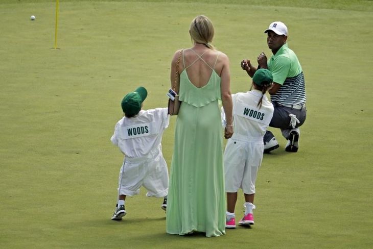 Vonn med Tiger Woods til US Masters i 2015. Foto: AP