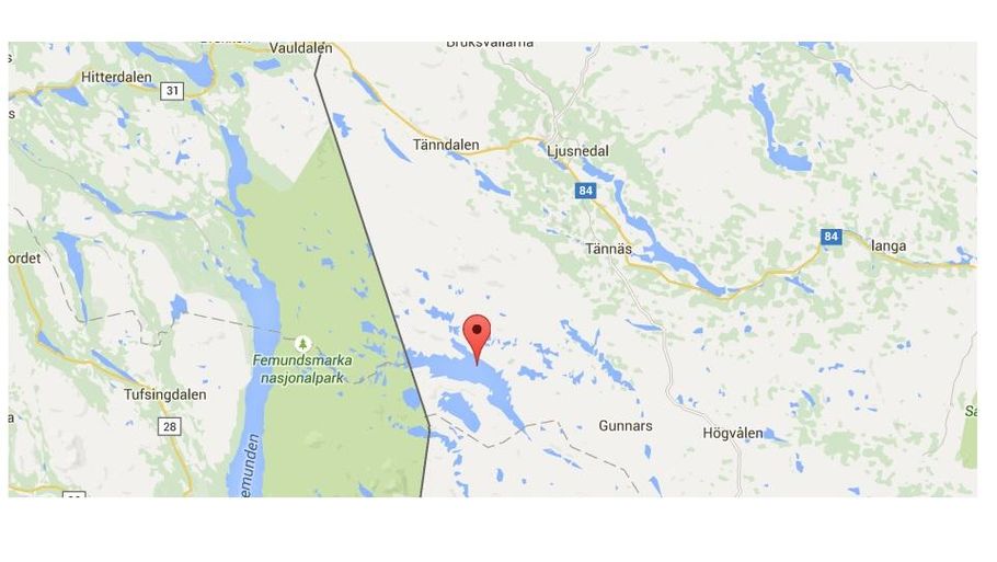 Søen Rogen ligger over 500 kilometer nord for Stockholm i Härjedalen ved den svensk-norske grænse. (Google Maps)