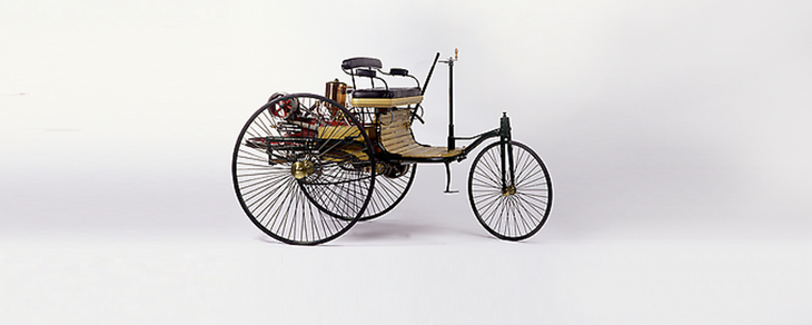 Benz Patent Motorwagen blev patenteret i 1886 - året efter bilen blev til. Foto: PR