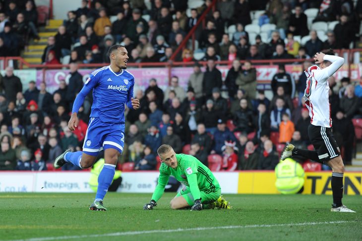 Kenneth Zohore med succes i Cardiff. Foto: All Over