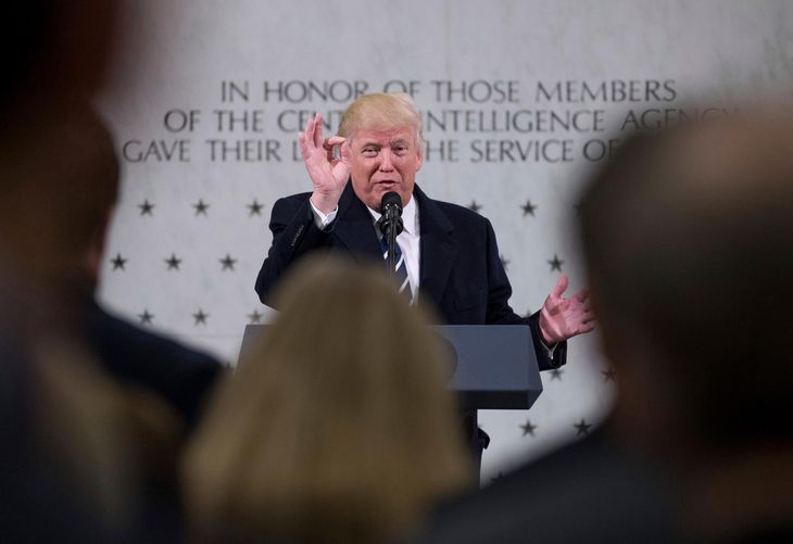 Trump på besøg hos CIA. (AP Photo/Andrew Harnik)