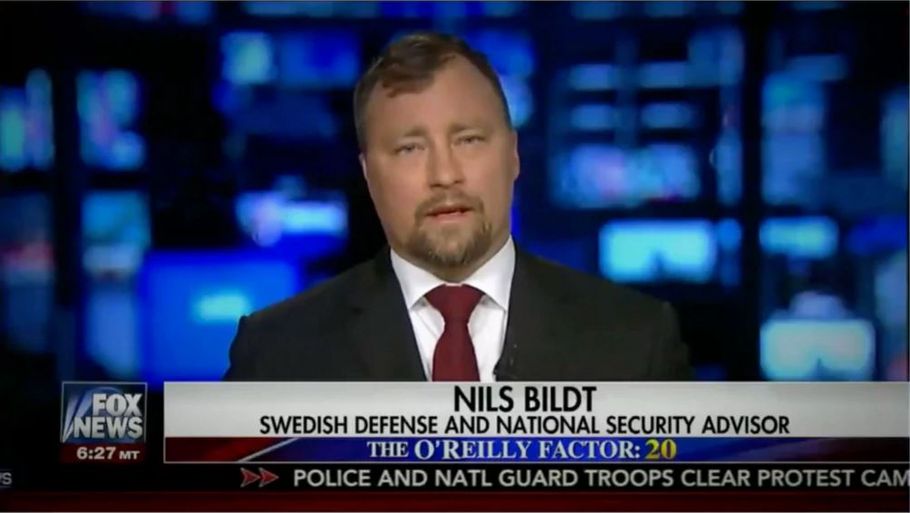 Nils Bildt er totalt ukendt som svensk sikkerhedsekspert, lyder det. Foto: Skærmbillede Fox News.