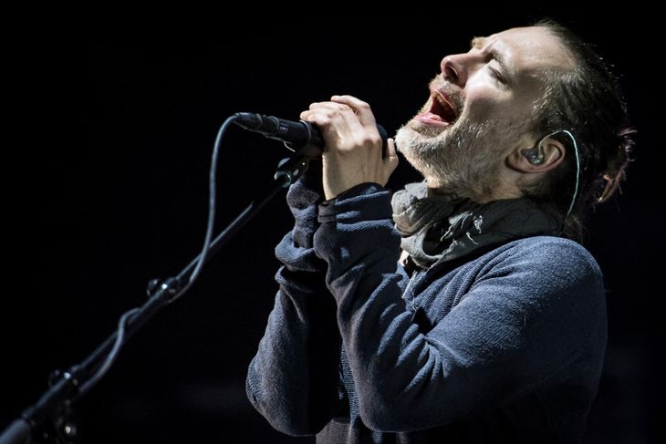 Thom Yorke fra toneangivende Radiohead, der endelig vender tilbage til Danmark. Foto: AP