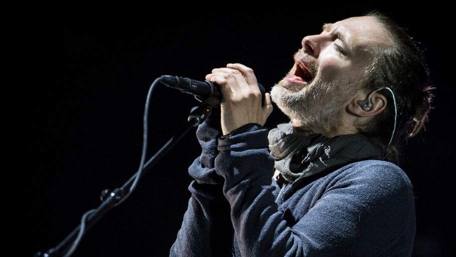Thom Yorke i spidsen for engelske Radiohead, der er det ubestridte hovednavn på NorthSide i år. Foto: AP