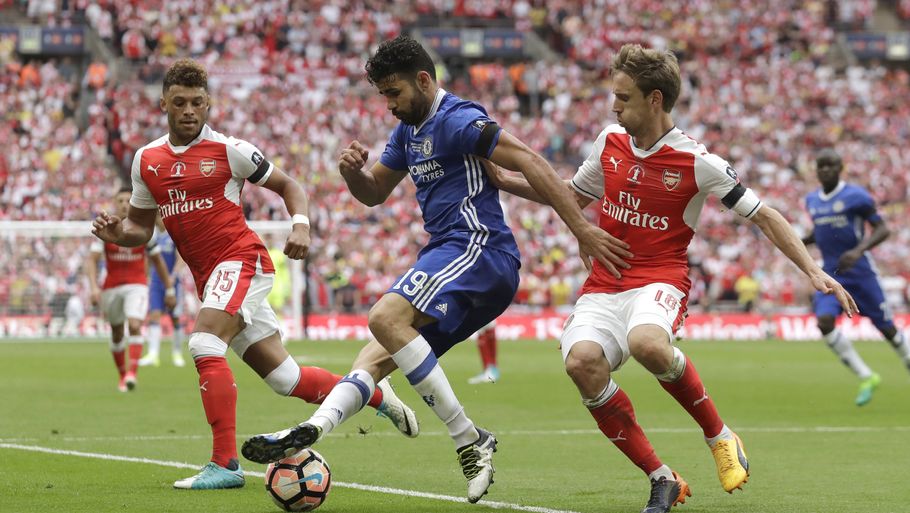 Diego Costa og co. kæmper for at komme tilbage mod Arsenal. Foto: AP