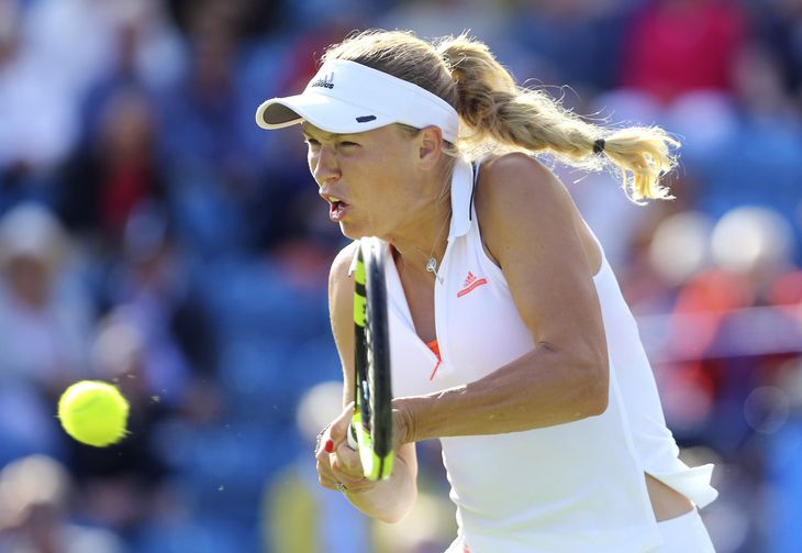 Caroline Wozniacki viste fin form i Eastbourne, men hun vil ikke tale om sig selv som favorit i Wimbledon. Foto: AP