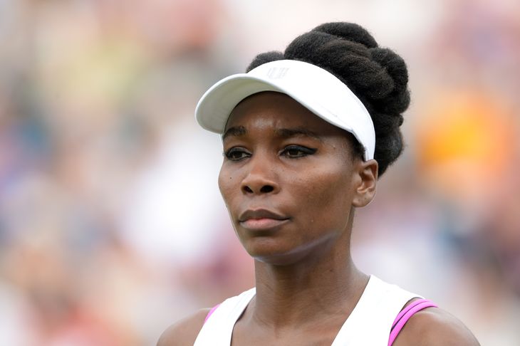 Venus Williams måtte afbryde pressemødet efter sin sejr i Wimbledon - dødsulykken er svær at tale om. Foto: All Over