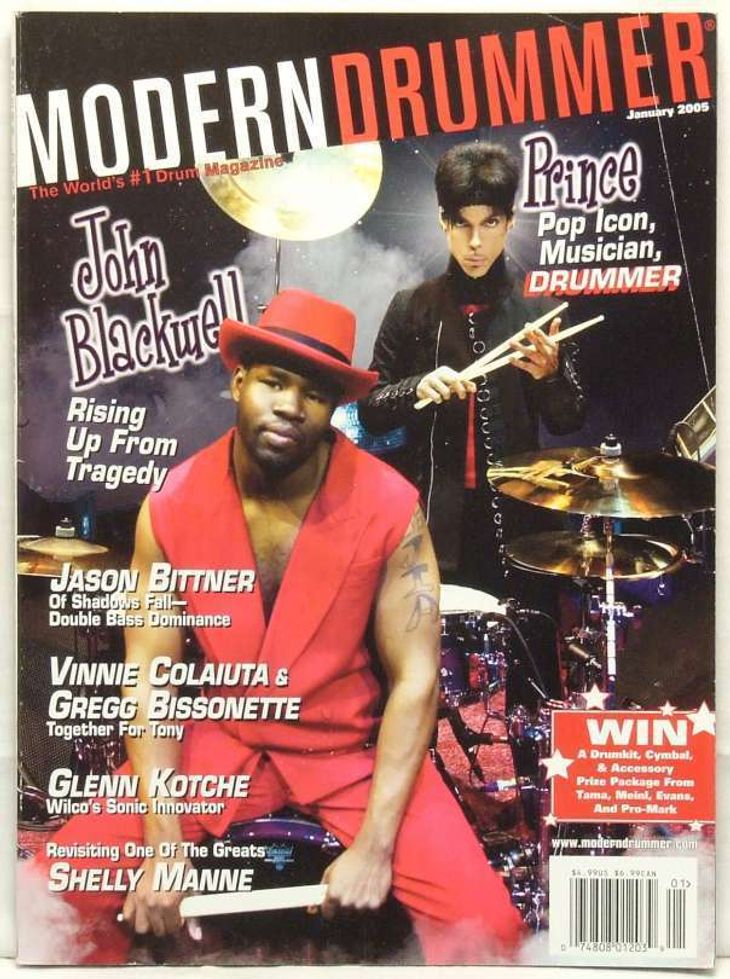 John Blackwell og Prince her på forsiden af Modern Drummer i 2005. Foto: Modern Drummer
