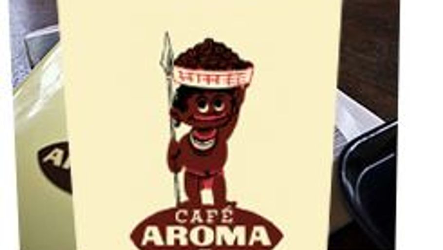 Cafe Aromes ejer fik lavet logoet efter en tegning fra Tønder Kafferisteri. Er det racistisk? Foto: Cafe Aroma/Ærøskøbing