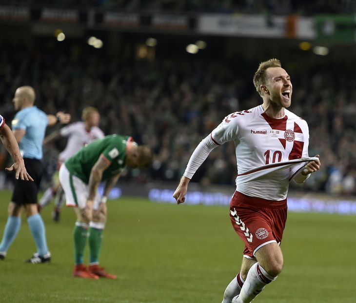 Danmark kommer foran med 3-1 mod Irland på mål af Eriksen. Foto: Lars Poulsen