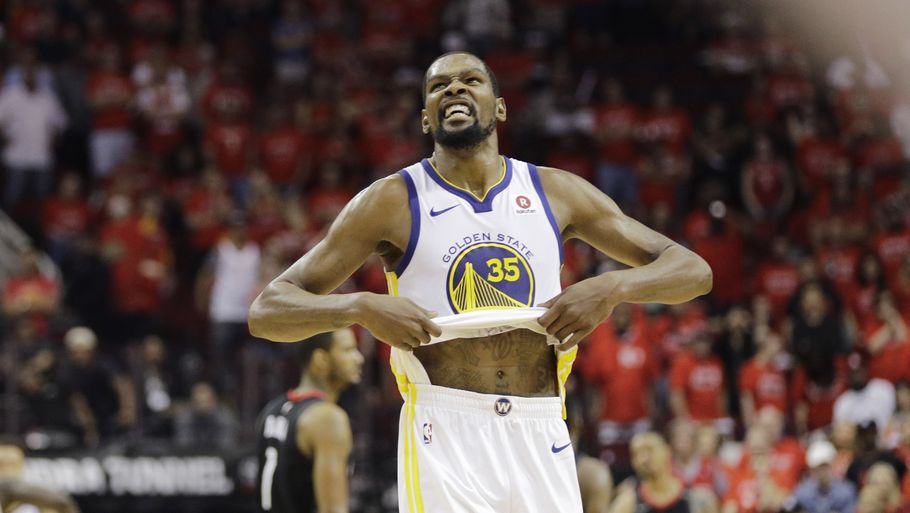 Kevin Durant var den helt store oplevelse i finale-serien. Hans hold Golden State Warriors  vandt NBA for andet år i træk. Foto: AP