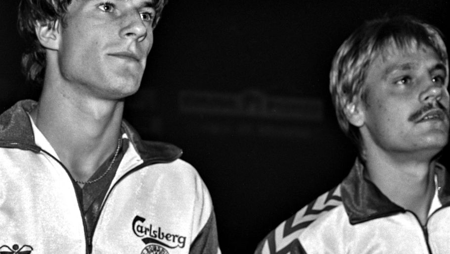 Michael Laudrup og John Lauridsen fra EM-holdet i 1984. Foto: Mogens Berger