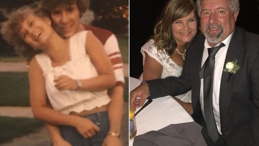Kimberley Dean og Ron Palmer var kærester i gymnasiet, men gik fra hinanden. 37 år senere er de blevet gift. Privatfotos