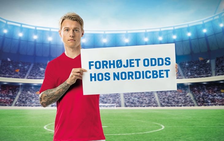 Her er reklamen med Simon Kjær, som skaber ballade i VM-lejren. Screenshot: Nordicbet