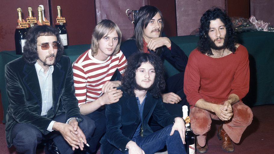Det britiske bluesrockband Fleetwood Mac i London anno 1969 med teenageren Danny Kirwan nummer to fra venstre. Foto: Photoshot/All Over