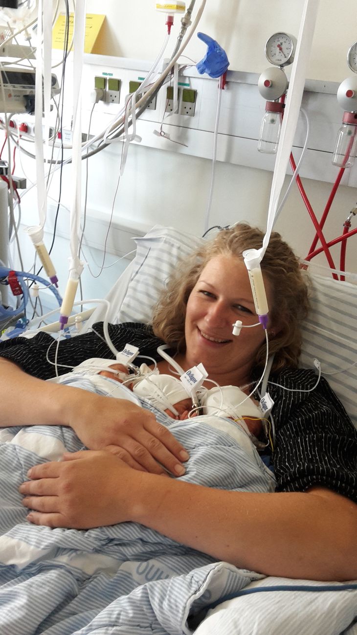 Ida bruger det meste af tiden sammen med de tre nyfødte på Odense Universitetshospital, hvor de skal være indlagt frem til august. Privatfoto