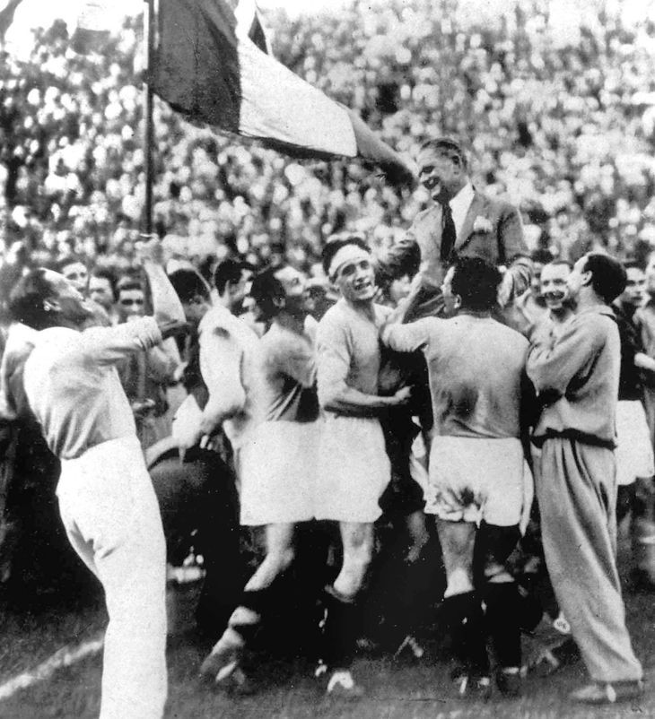 Da italienerne i 1934 vandt VM blev der scoret i alle kampene. Foto: AP/Ritzau Scanpix