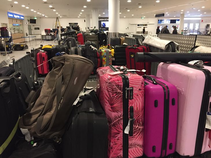 Det er handlingsselskaber, som står for, at bagagen sendes ud til rette ejermand. (Privatfoto)