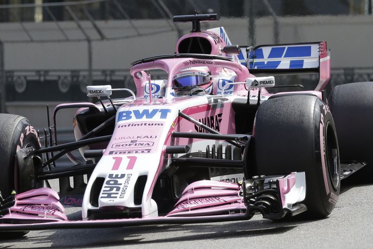 Sergio Perez fra Force India i aktion. Foto: AP. 