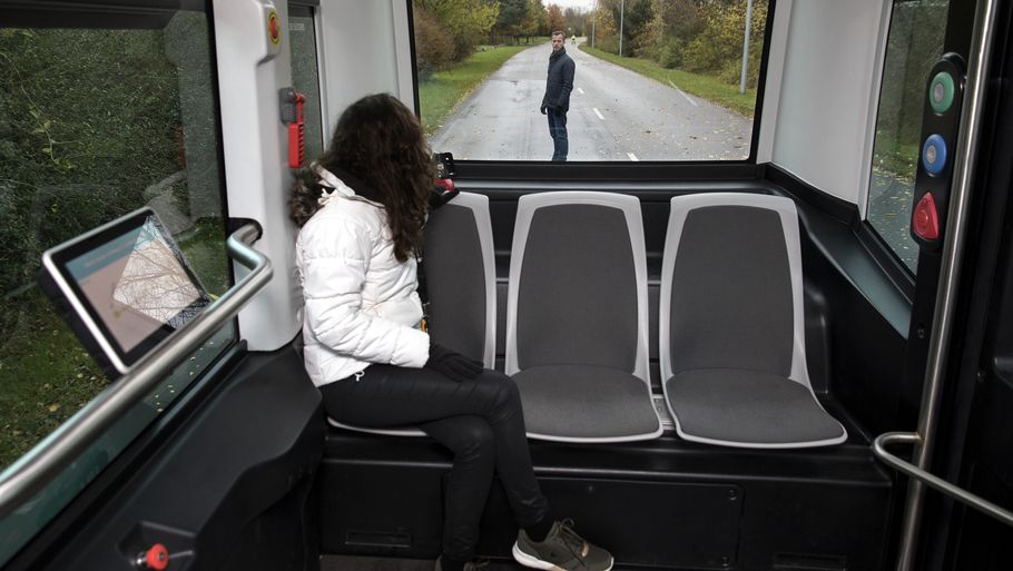 I Albertslund har passagerer allerede kunne opleve at køre i busser uden chaufføren. Foto: Ritzau Scanpix/Finn Frandsen