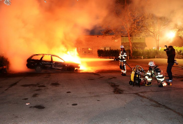 Flammerne havde lagt sig, da Åkesson kiggede forbi. Foto: Ritzau Scanpix