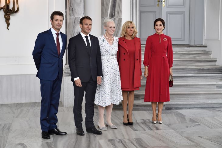 Sådan så det ud, da præsidentparret mødtes med kongefamilien. Foto: Ritzau Scanpix/ Tariq Mikkel Khan
