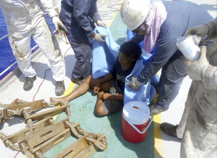Det var en udsultet ung mand, der 31. august blev reddet af et skib fra Panama. Foto: AP/Det Indonesiske Konsulat i Osaka 