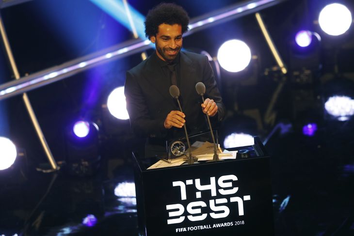 Mohamed Salah vandt prisen for det bedste mål i sidste sæson. Foto: Frank Augstein/AP