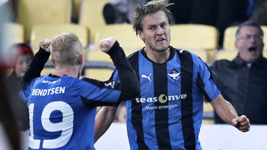 Nicolaj Madsen har tidligere spillet for HB Køge, her jubler han efter en scoring mod FC Midtjylland. Foto: Jens Dresling/Polfoto.