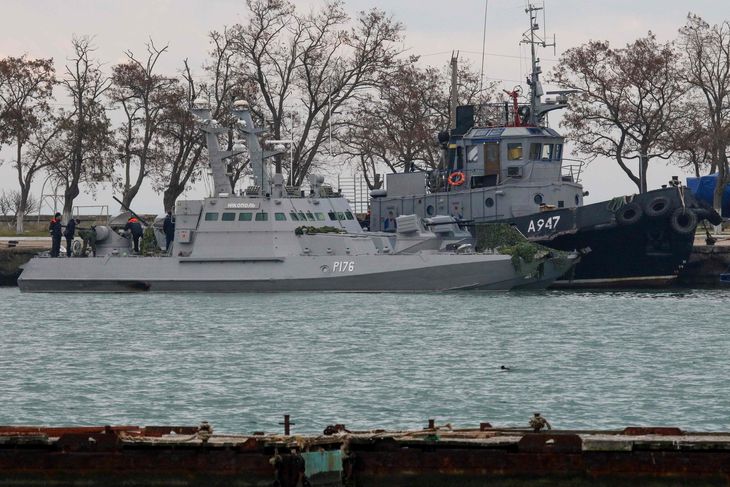Rusland har gentagne gange beslaglagt Ukrainske flådeskibe i området, siden de i 2014 annekterede Krim-halvøen. Foto: STR/Ritzau Scanpix 