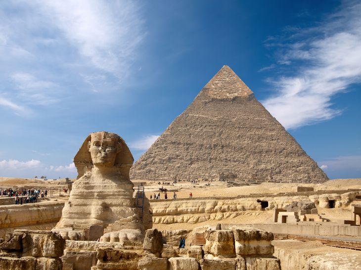 Den 139 meter høje Keopspyramide er farao Keops' grav og en af pyramiderne i komplekset ved Giza uden for Kairo. Foto: Maxim Gorpenyuk