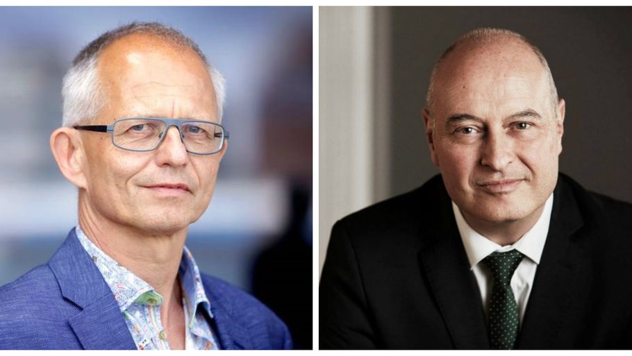 Den nye formand i Akademikernes A-kasse Thomas Damkjær Petersen og hans forgænger Allan Luplau. PR-foto