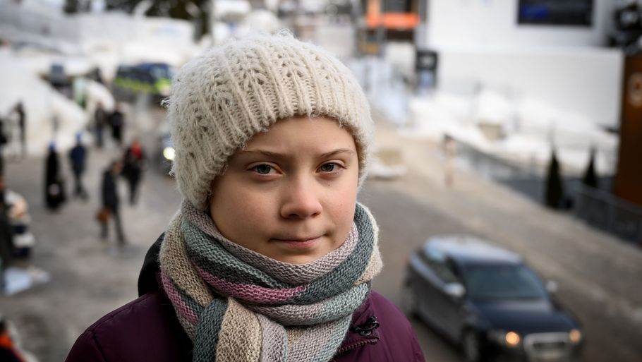 'Den nu 16-årige Greta Thunberg har i flere måneder været hele den vestlige verdens klima-krammedyr,' skriver Morten Messerschmidt. Her er Greta fotograferet ved topmøde for verdens ledere i Davos i Schweiz. Ritzau/Scanpix