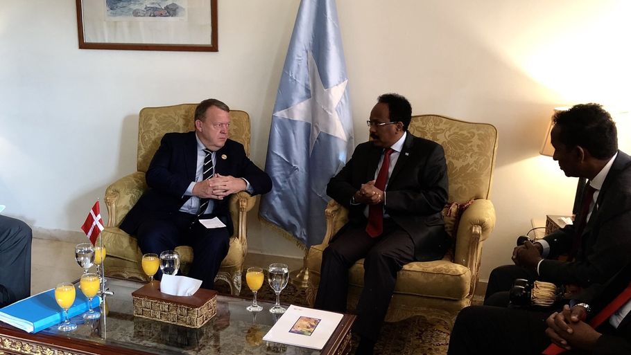 Statsminister Lars Løkke Rasmussen mødes med Somalias præsident Mohamed Farmaajo for at tale om udvikling, stabilisering og bilateralt samarbejde. Foto: Ritzau Scanpix
