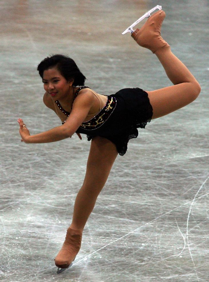 Melissa Bulanhagui giver den gas på isen ved et juniorstævne i 2006. Arkivfoto: AP/Ritzau Scanpix