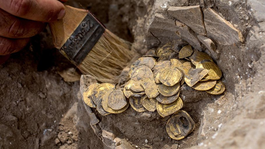 En større skat er blevet fundet i Israel bestående af en større samling gamle guldmønter. Foto: Heidi Levine/Ritzau Scanpix