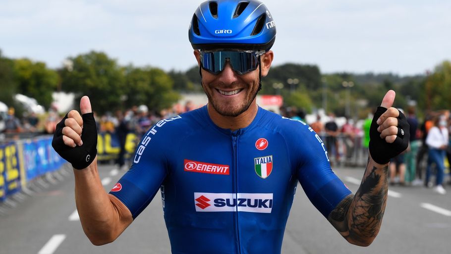 Giacomo Nizzolo vandt det italienske mesterskab i weekenden. Onsdag gentog han opskriften ved EM. Foto: DAMIEN MEYER/Ritzau Scanpix
