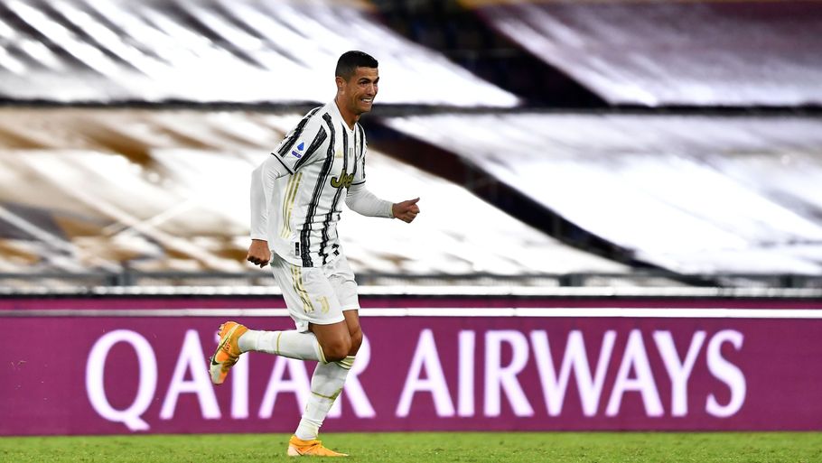 Cristiano Ronaldo jubler over målet til 2-2 mod Roma. Foto: Tiziana Fabi/Ritzau Scanpix